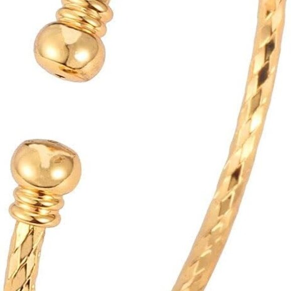 Unisex Simple Cuff Bracelet 18K Real Gold Platinum Plated Fine Bracelets Fashion - Picture 1 of 7